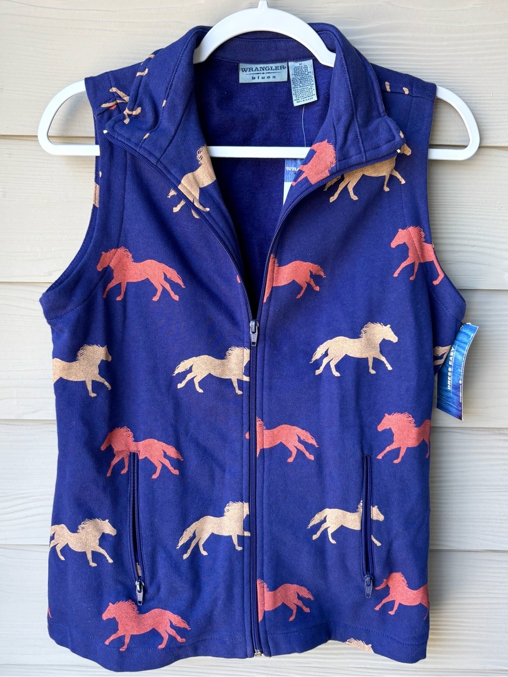 Wrangler Horse Print Zip Vest Western Coastal Cowgirl NWT M